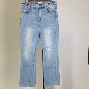 pistola Light Blue Straight Leg Distressed Jeans. Size 28